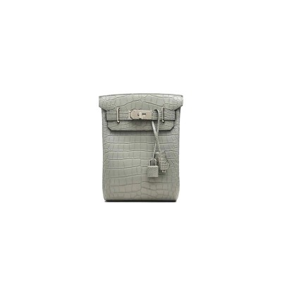 HERMÈS MASTER HAC A DOS PM BACKPACK IN GRIS CIMENT ALLIGATOR (26*17*8cm) 